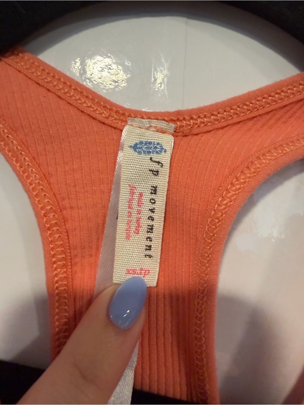 Orange Ribbed Free People Movement‎ Racerback Crop Top - Picture 2 of 3